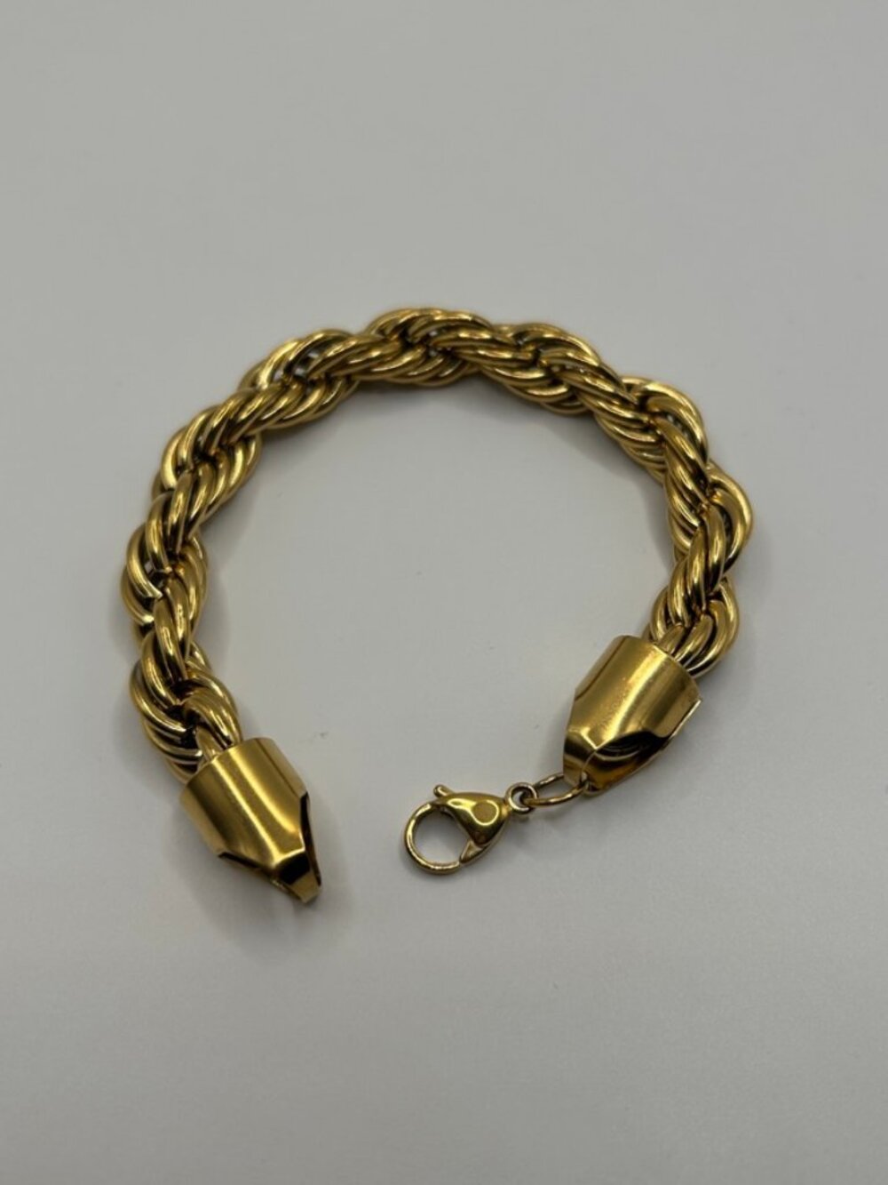 Mens 10mm Rope Bracelet Real Gold 8 Inch Plated Thick Twisted Solid Durable